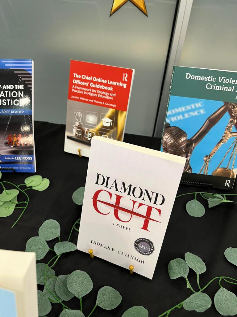 Tom's books on display